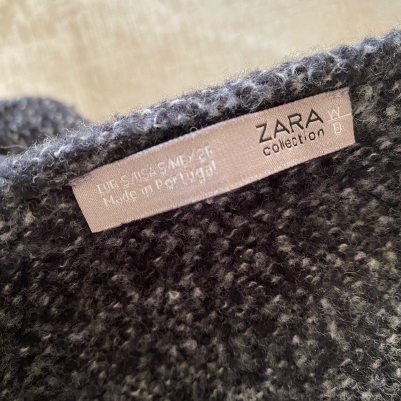 Zara Women’s Open Front Tweed Jacket Faux Leather Trim Gray Size M - Picture 4 of 12